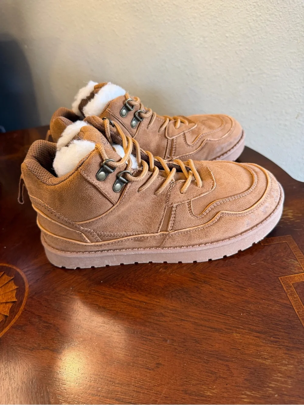 Aspen Kids Tan Suede Winter Boot with Fleece Lining